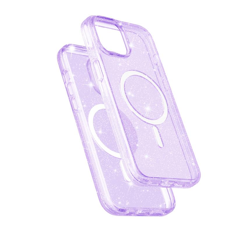 For iPhone 12 Pro/12 Case Compatible with MagSafe Glitter Powder PC+TPU Phone Cover