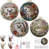 1pc Hedgehog and Flower Pattern Embroidery DIY Fabric Craft Kit with Tools