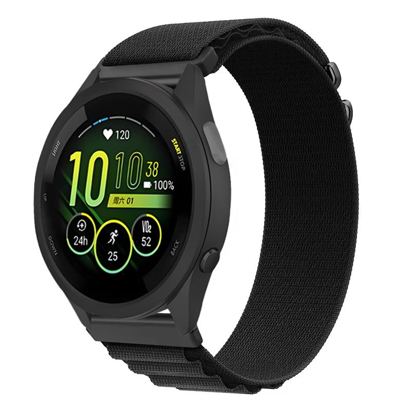 

22mm 20mm Alpine Loop Strap For Garmin Forerunner 265 165 55 965 Nylon Bracelet Wristband Garmin Vivomove Trend/Venu 3/Active 5 Garmin Venu 3-2 чорний
