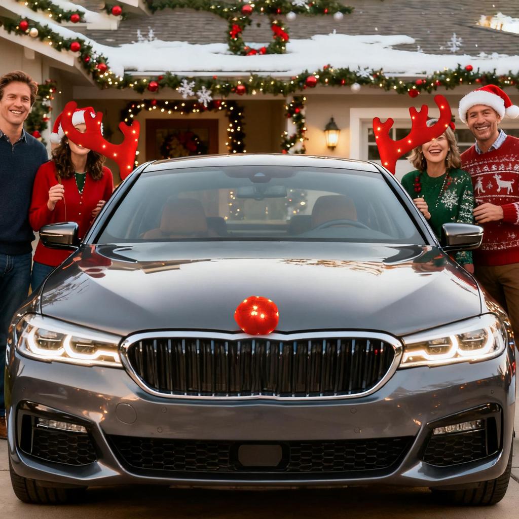 Reindeer Antlers For Cars Festive Christmas Decor Light Up Antler Set Reindeer Kit Roofs Tops Decoration For Van SUV Shopping