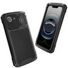 For iPhone 16e Case Aluminum Alloy+Silicone Lens Kickstand Phone Cover with Tempered Glass Film