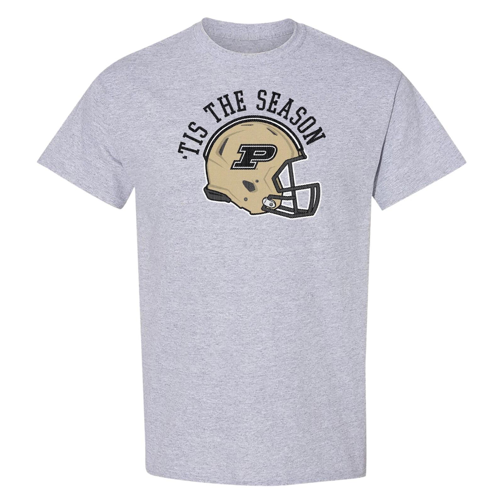 Purdue Boilermakers Tis The Season Football Helmet T Shirt - Sport Grey S