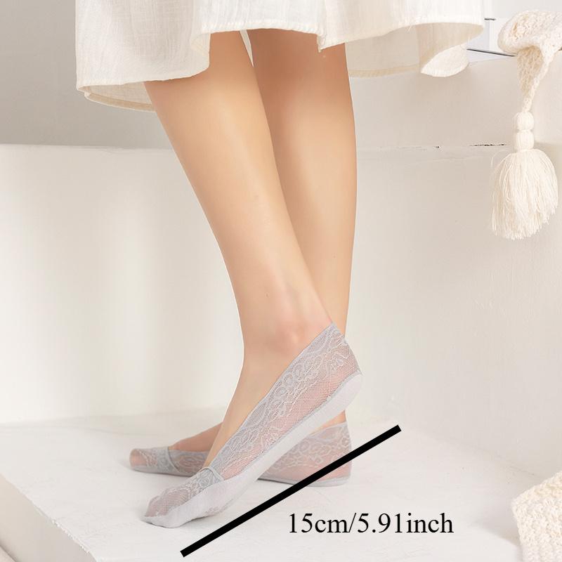 Socken Damen Haussocken Unsichtbare Bootssocken Netzspitze Dünn Kurz Rutschfest Kühl Sexy Atmungsaktiv