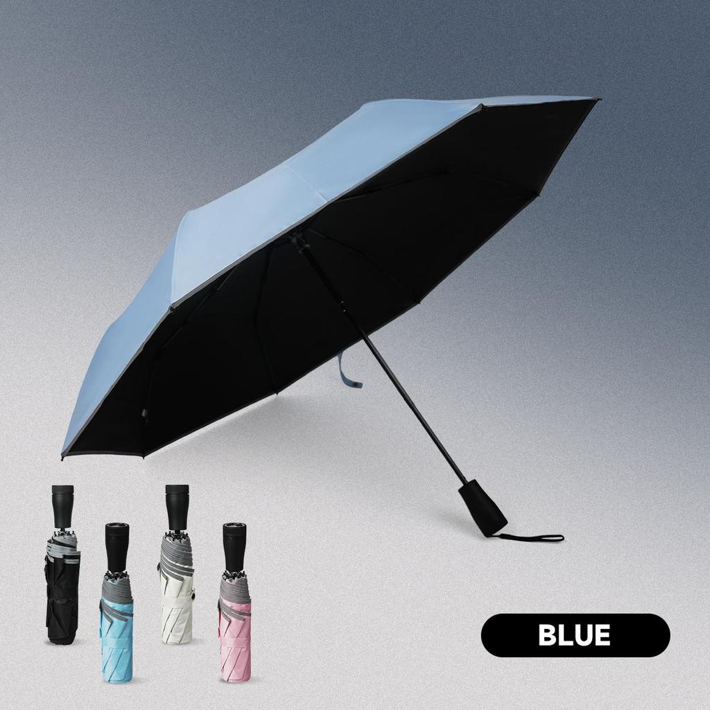 Guarda-sol à Prova de Vento e Chuva com Halo Refletor e Lâmpada Projetora LED à Noite, UPF50+, Guarda-chuva de Dobra Inversa, 8 Varetas Reforçadas.