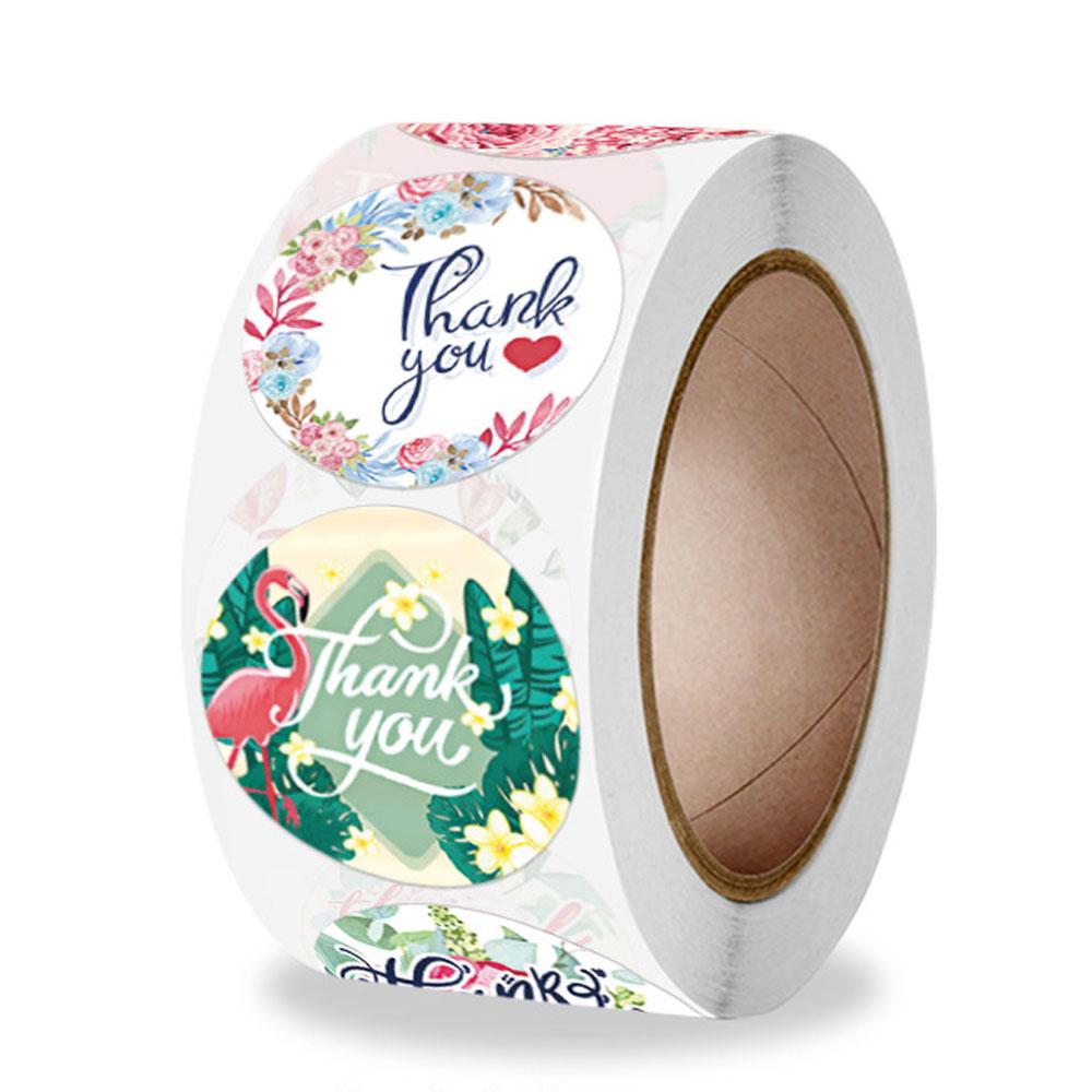 100-500Pcs Green Leaf Flower Thank You Sticker Labels for Small Business Gift Bag Card Package Festival Wedding Birthday 1Inch