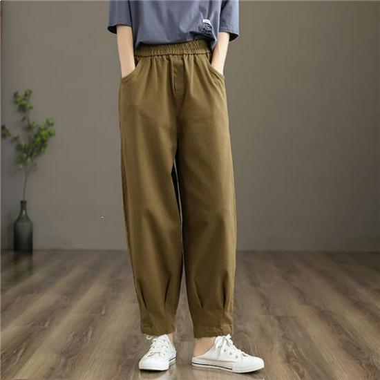 

Women’s Loose Wide-Leg Harem Pants - Casual, Versatile, and Available in Khaki, Off-White, Earth Yellow. L up to 150 Jin