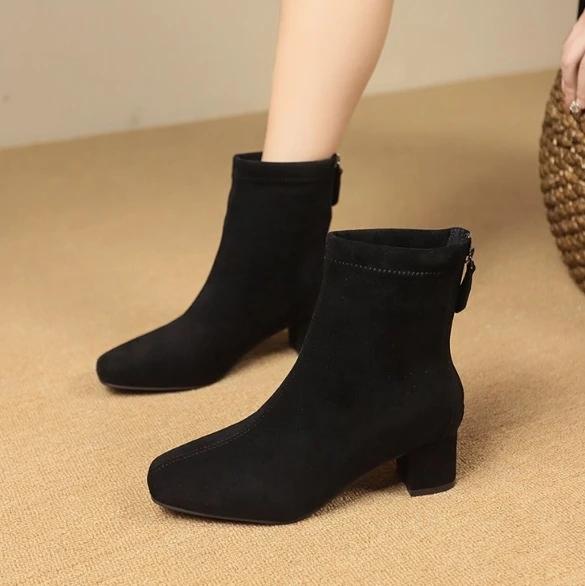 Fashion Fashion New Women Split Toe Chelsea Boots Fashion Slim Slip On Boots Women Chunky Heel Platform Ankle Boots Mujer Booties Botas
