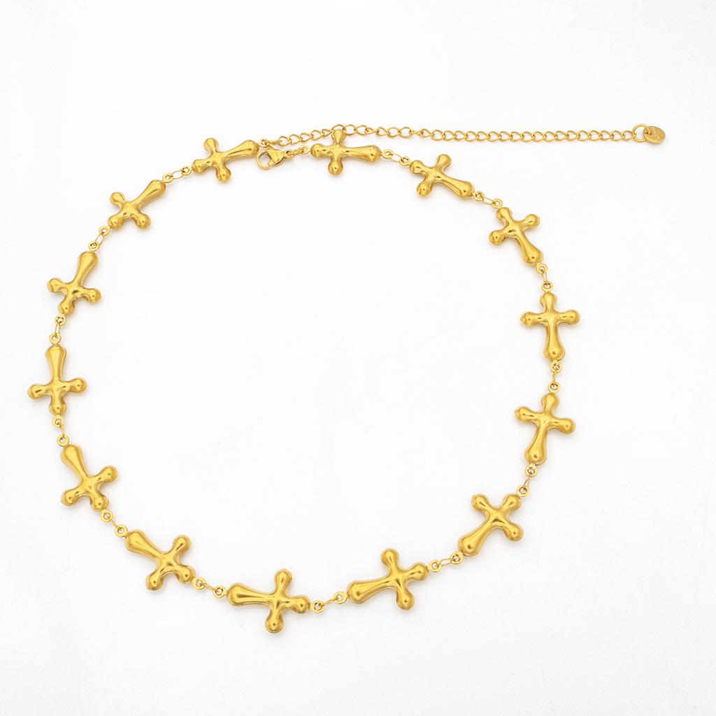 New Gold Color Cross Necklace, Stainless Steel Short Necklace Women, Luxury Jewelry Accessories Chain