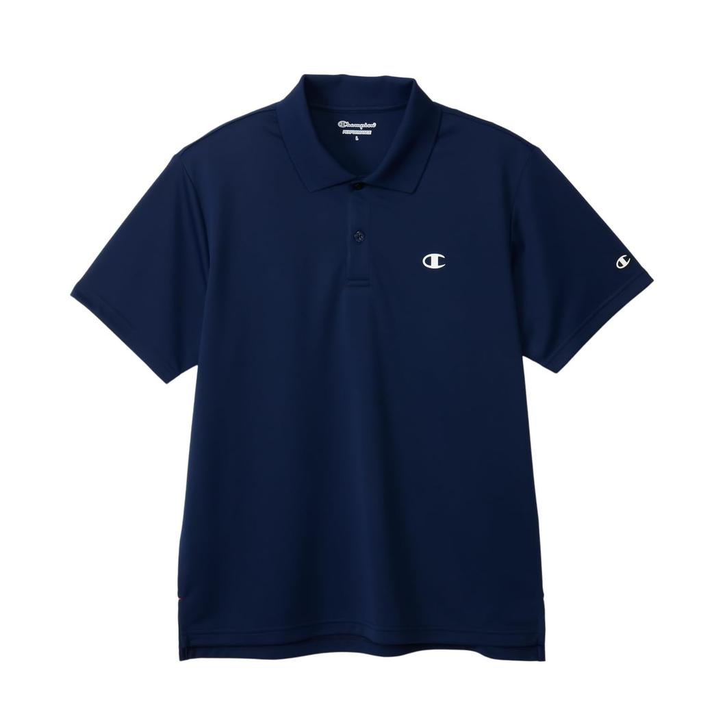 Champion Basic Sports Polo Dark UV Odor with a Single Logo Men's Shirt, C3-BS311, Navy, Protection, 100% Polyester, Antibacterial, Resistant,