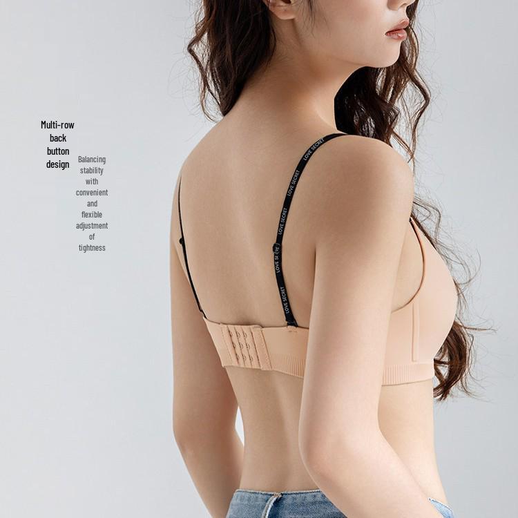 Seamless Push-Up Wire-Free Bra for Small Busts: Side Support, Anti-Sag, Sexy Thin Straps, Comfortable Fit