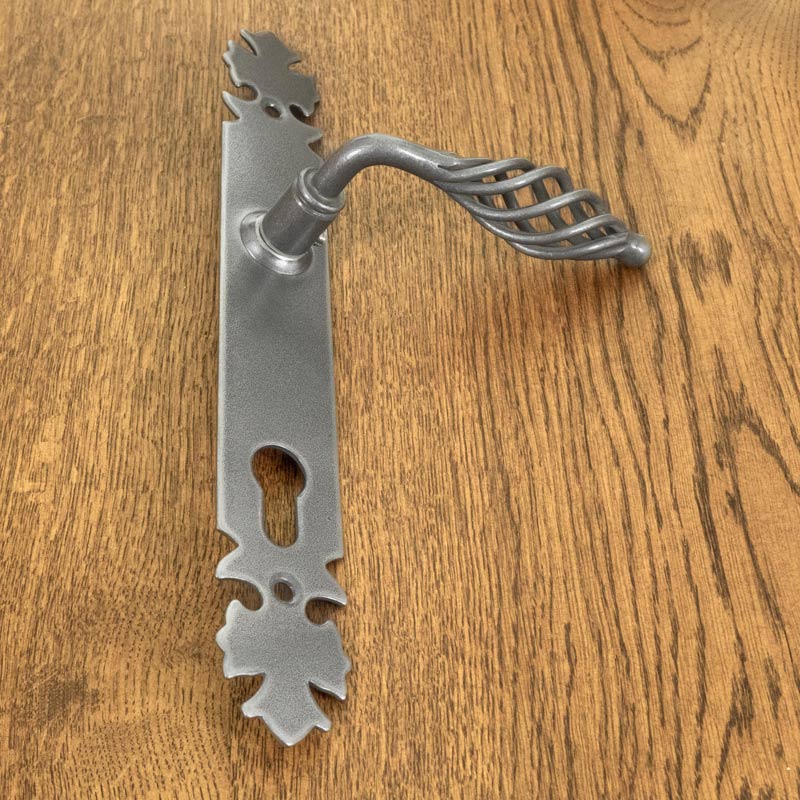 LAGOS door handle with plate for 90mm insert, STEEL