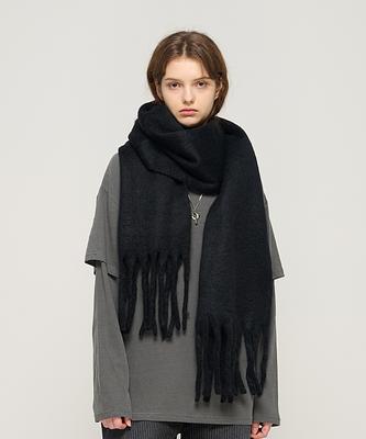 CARGOBROS FOR WOMAN Soft Color Voluminous Long Muffler (Black)