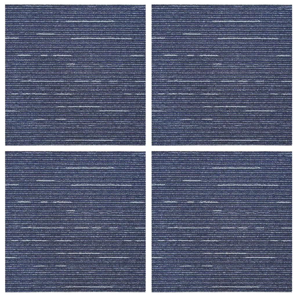 Striped Blue Carpet Tile 50 x 50 cm 4 pcs PP and Bitumen