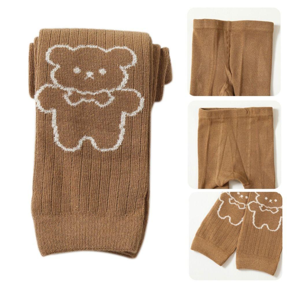 Cartoon Bear Children's Cropped Pants Elastic Waist Kids Skinny Pants  Spring Autumn