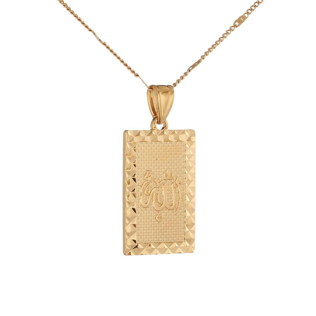 Gold Color Islamic Allah Pendant Charms Choker Necklace Religious Muslim Jewelry