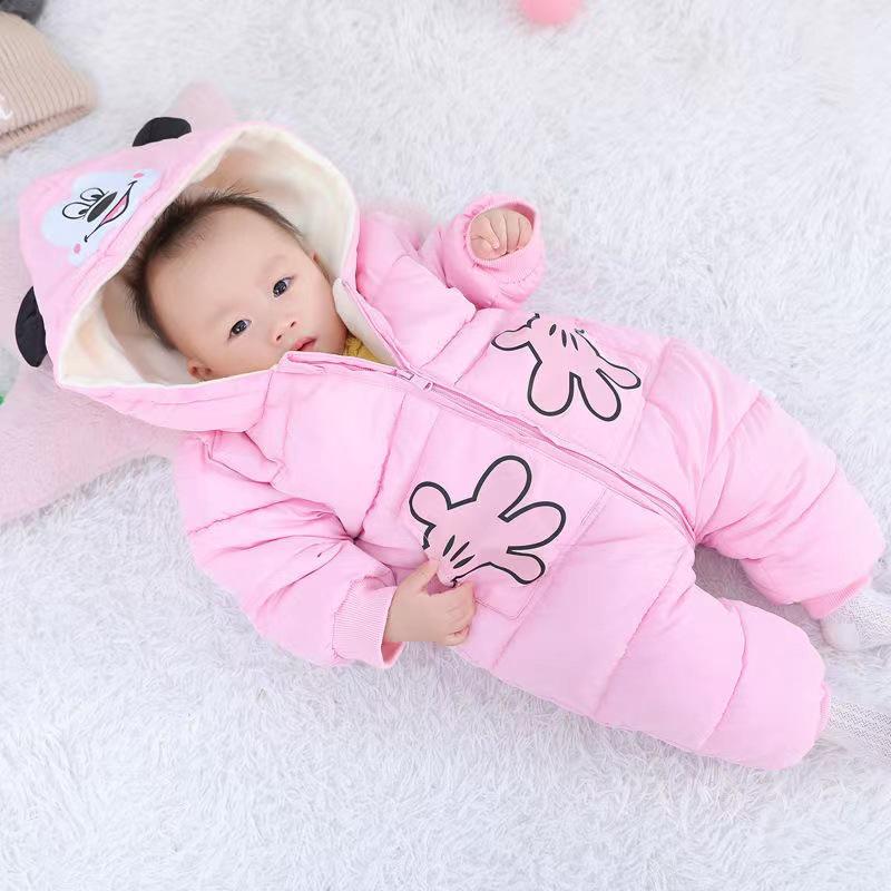 Baby Winter Kap met Cartoon en Dons Katoen Eendelig Rompertje