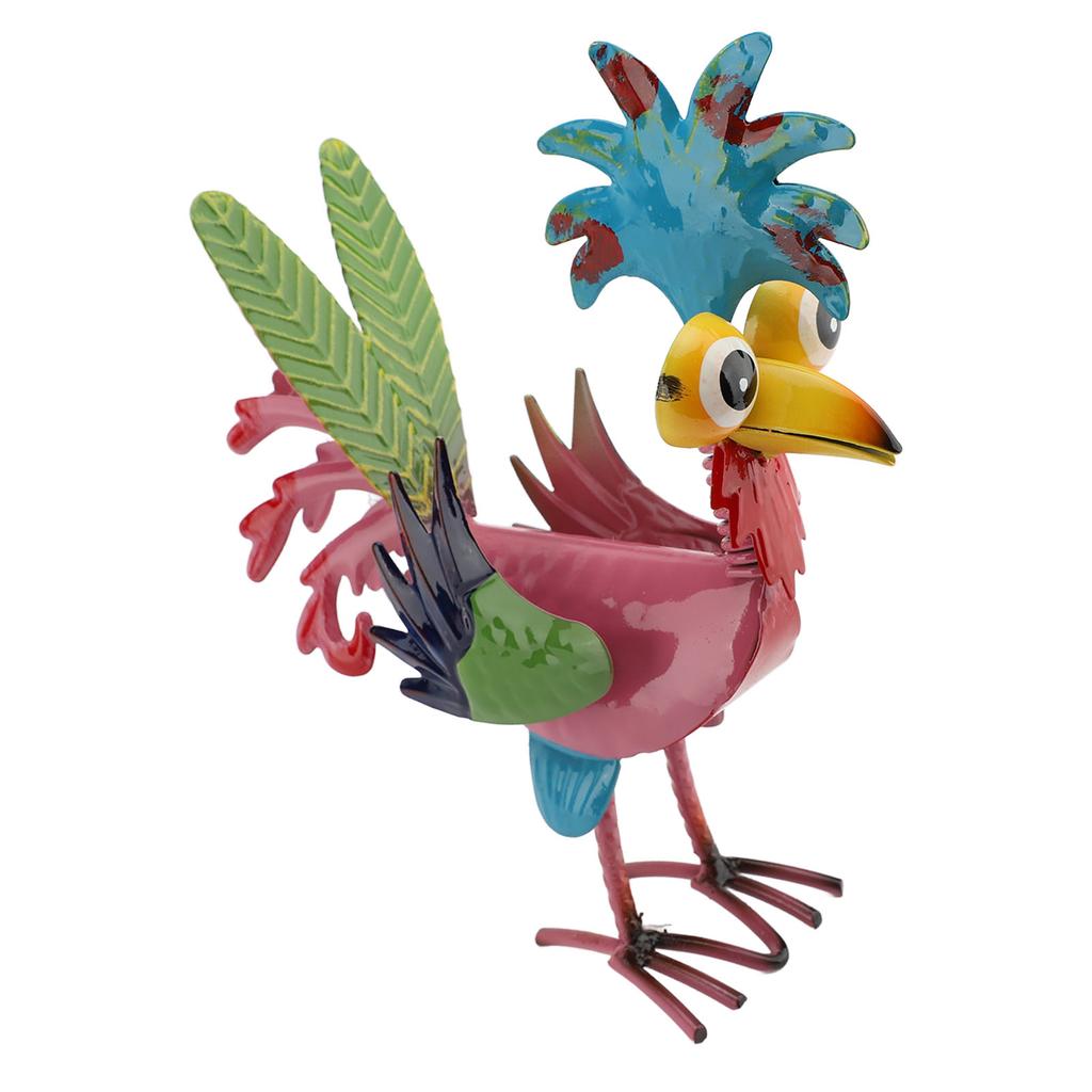 Metal Rooster Statue Colorful Art Rooster Yard Sculpture Decoration Elegant Garden Ornament for Pathway Patio Lawn