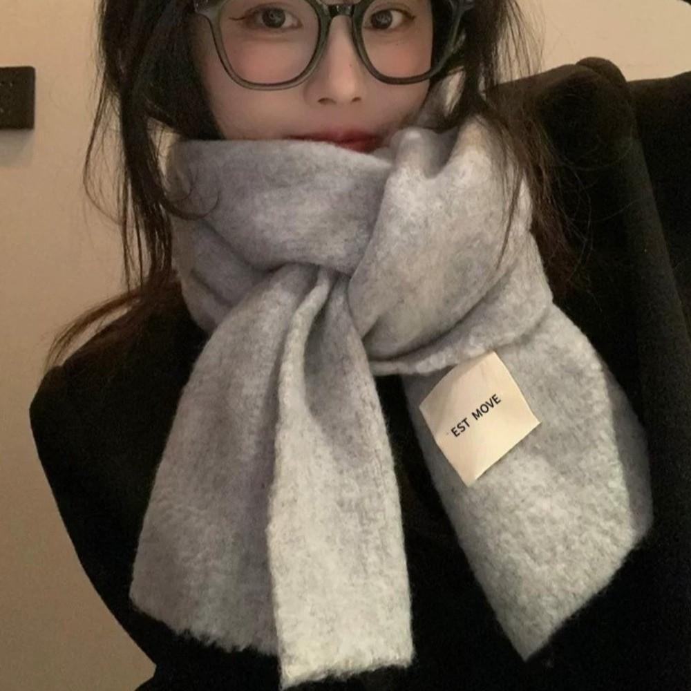 Solid Color Neck Warmer Thickened Winter Scarf Fashion Warm Scarf  Winter
