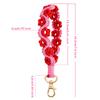 1Pc Bag Decoration Bohemia Knitted Keychain Grace Rose Pendant Prevent Loss Wrist Strap Mobile Phone Lanyard Hand Woven