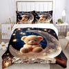3pcs Christmas Festival Gift - Cute Teddy Bear Moon Bedding Set with One Quilt Cover and Two Pillowcases (No Core) - Home Decor, Anime Carto