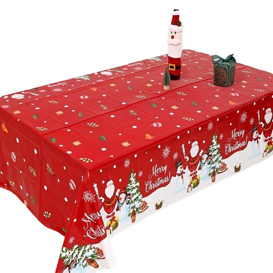 Christmas Tablecloth Winter Snowman Xmas Tree Wreath Design Rectangle Tablecloths Washable Fabric Table Cover