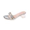 Cool Slippers 2025 New Women's Summer Transparent Thick Heel Going Out High Heels Gentle Wind Water Diamond Non-slip One-word Drag