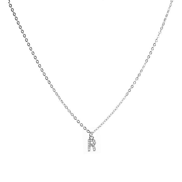 Collier Luxenter Avec Zirconium Brillant Argenté - Alphabet R