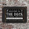 Vintage Metal Welcome To The Deck Wall Sign Outdoor Patio Decor