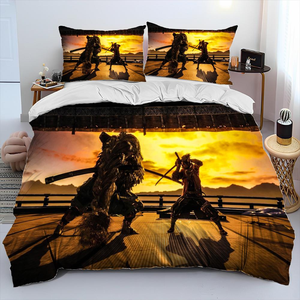 3D Sekiro:Shadows Die Twice Game Comforter Bedding Set,Duvet Cover Bed Set Quilt Cover Pillowcase,king Queen Size Bedding Set