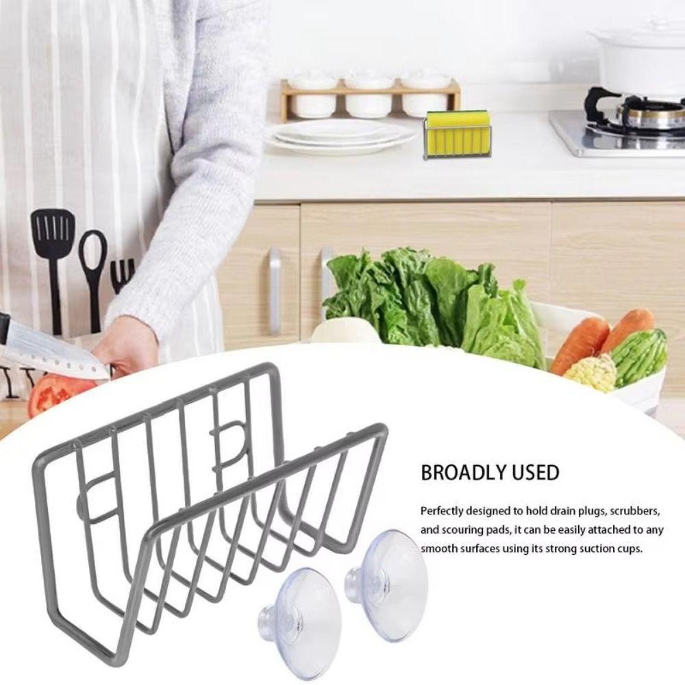 No-Drill Sponge Holder Wall-Mounted Sink Sponge Rack Sink Drain Stand  Kitchen Supplies