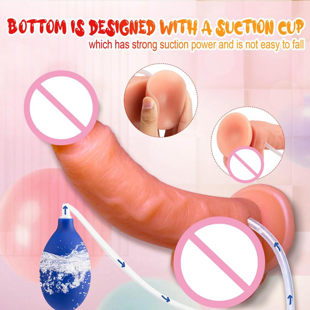 Remote Control Silicone Penis Dildo Vibration Telescopic Water Spray Realistic Super Strong Suction Cup Female Masturbation Toy