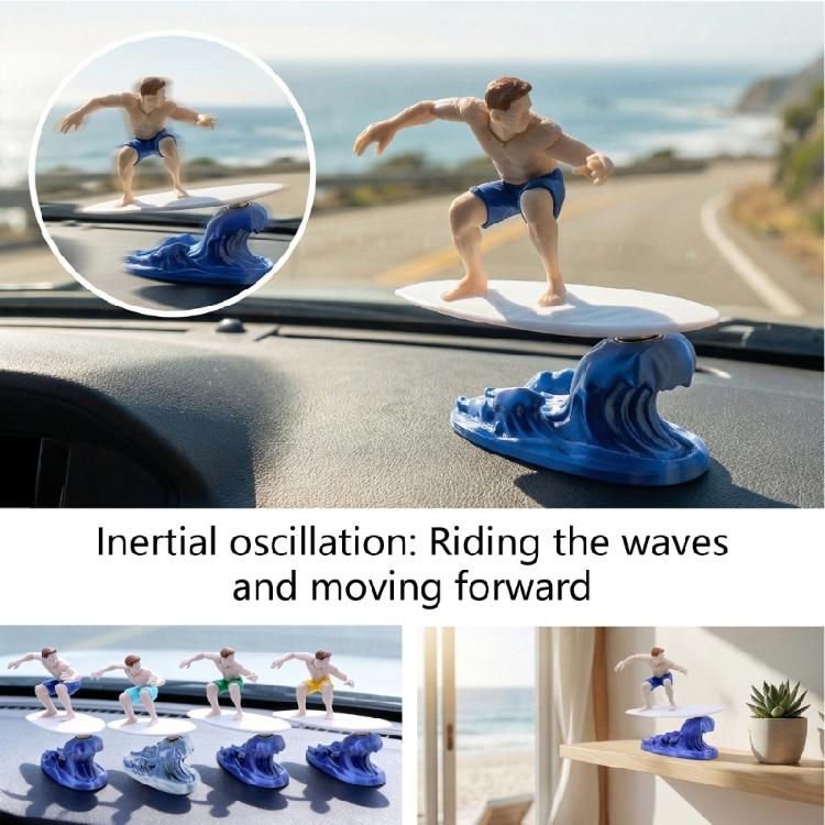 Realistic 3D Printed Inertial Surfing Athlete Sculpture Dashboard Decoration Perfect For Car Enthusiasts And Home Display