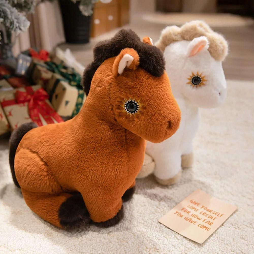 Simulation Horse Plush Toys Stuffed Cartoon Horse Stuffed Toy Sitting Foal Plush Doll  Children