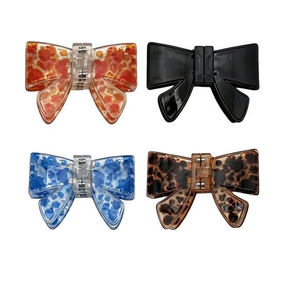 Magnetic Hair Clip Bow Shape Hair Pin with Leopard Marble Patterns DIY Magnetic