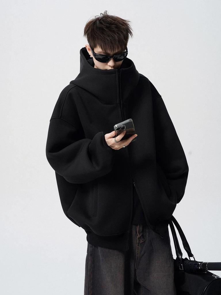 American Men's Retro Heavyweight Hoodie: Casual Autumn Streetwear, Versatile Loose-Fit Jacket, Trendy High-Street Couple's Cardigan.