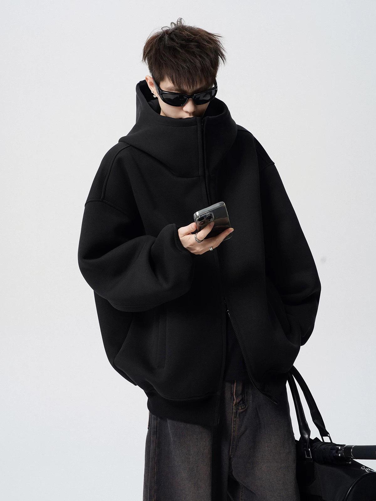 

American Men s Retro Heavyweight Hoodie: Casual Autumn Streetwear, Versatile Loose-Fit Jacket, Trendy High-Street Couple s Cardigan. XL чорний