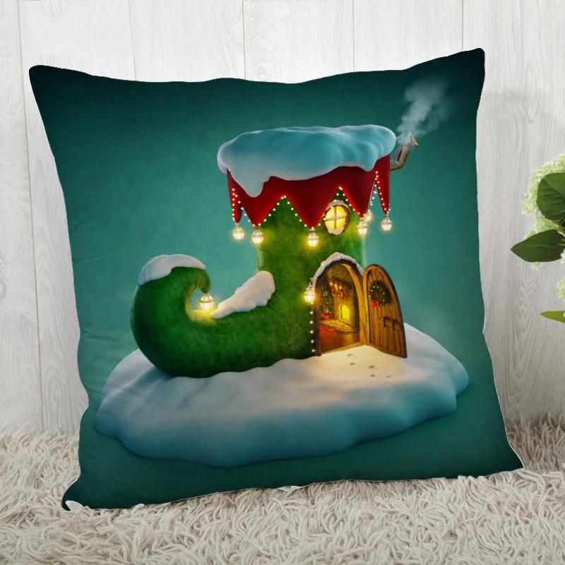 Custom Decorative Pillowcase Christmas Square Zippered Pillow Cover 35X35,40x40,45x45cm(One Side)