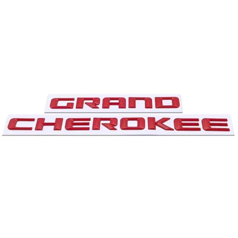 

3D ABS Chrome Black Logo Grand Cherokee Emblem Letters Nameplate Car Door Badge Decal Sticker Accessories Red