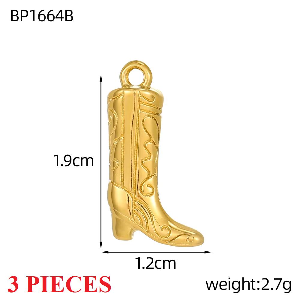 3PCS/LOT CARLIDANA Gold Plated Enamel Charms, Sun Star Boots Halloween Pendants, Stainless Steel DIY Jewelry With Clasp