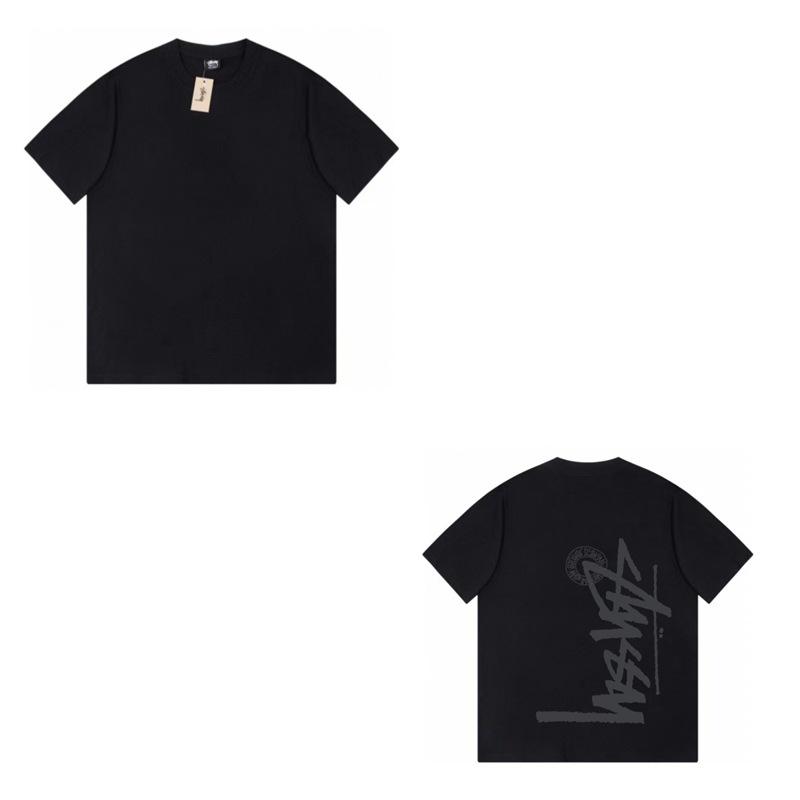 Short-sleeved High-quality Trendy Brand Men's and Women's Loose Cross-border Stu Xi Stu Crew Neck Printed Couple T-shirt with the Same Collection