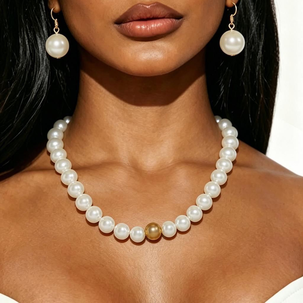 Cross-border Elegant Pearl Alloy Earrings Necklace Classic Luxury Design Office/Career Fashion Banquet Wedding Bridal Jewelry