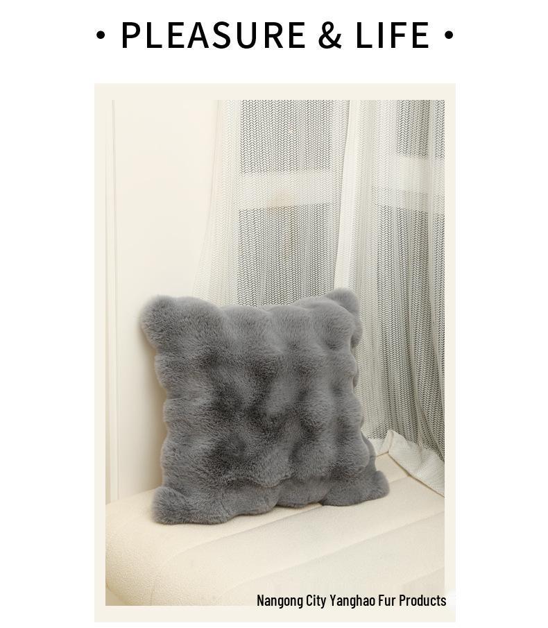Simple Solid Color Faux Rabbit Fur Pillowcase - Soft Cushion Cover for Home/Sofa/Bedside (No Pillow Insert)