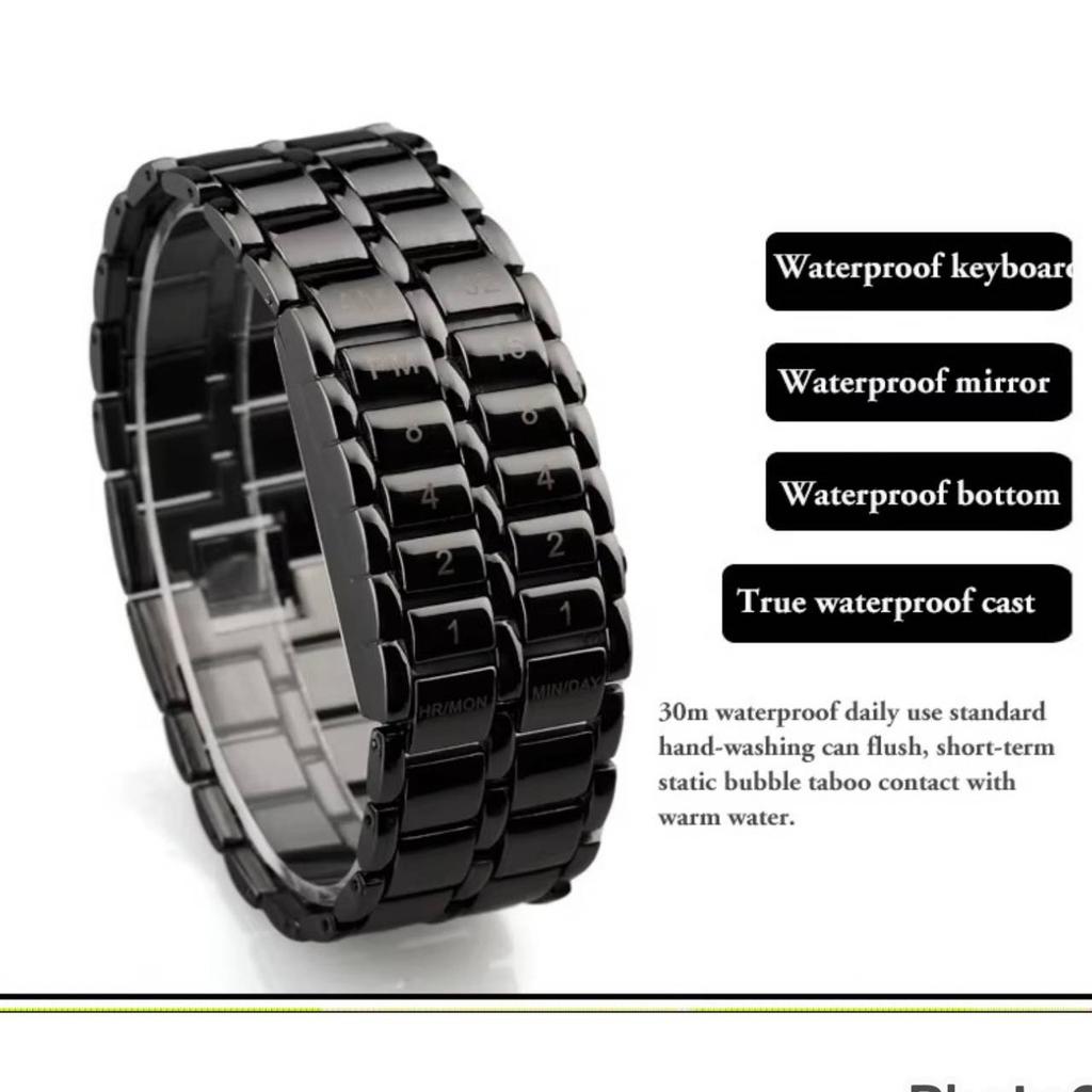 Moda Lava Iron Samurai Saat Erkekler İkili LED Saatler Siyah Gümüş Paslanmaz Çelik Elektronik Bileklik Saatler LED Erkek Spor Kol Saatleri