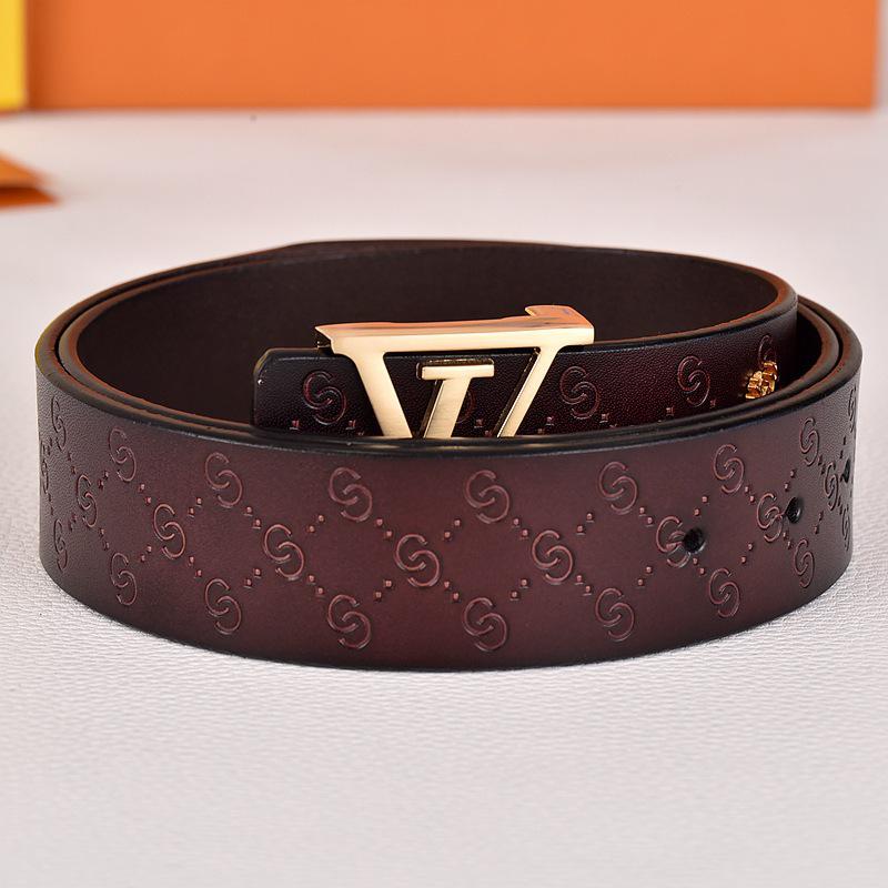 Herren Jugend Gürtel aus echtem Leder mit Karomuster und glatter Schnalle - Stilvoller Rindsleder Hüftgürtel für trendige Looks