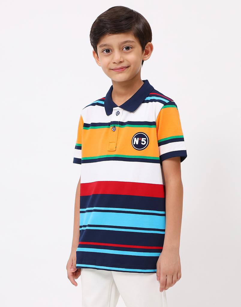 MONTE CARLO Boys Yellow & Blue Collar Neck T-Shirt