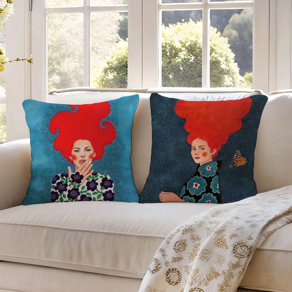 H-Hulya O-Ozdemir POSZEWKA NA PODUSZKĘ ART Przeciwroztoczowa Poszewka na poduszkę Niewidoczny zamek Jedwabisty Krótki plusz Pokrowiec na poduszkę do sofy