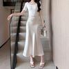 Satin Fish Tail Skirt With High Waist For Women Spring Stylish Pencil Skirt