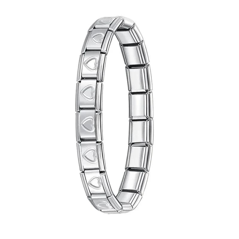 

Новые женские ювелирные изделия 9 мм ширина итальянский эластичный браслет с подвесками модный браслет из нержавеющей стали 17.5cm