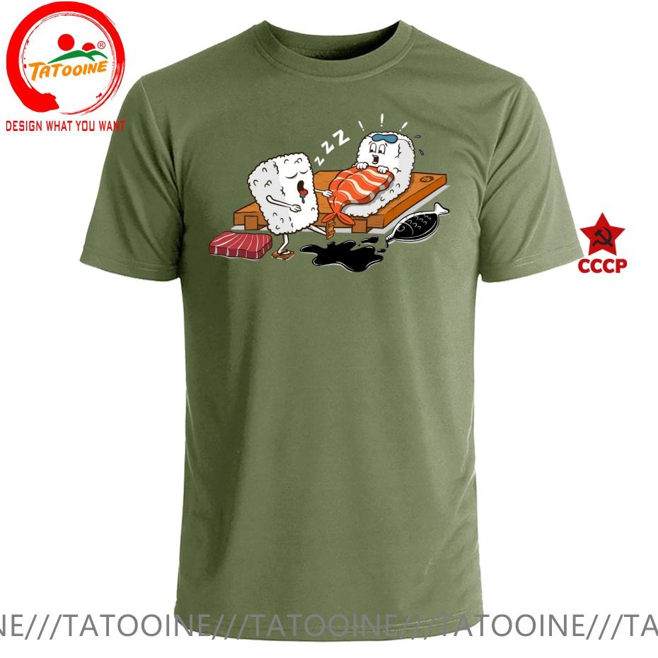 Funny Design Sleepwalking Sushi Sred Doublet Unisex Fashion Trendy Casual Clothing Stylish Tops Tee Shirt Leisure Tshirt Unisexs