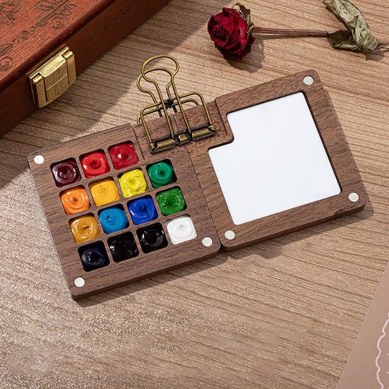 Mini Watercolor Kit Travel Watercolor Paint Set with Sketchbook Binder Clip Pen Portable Watercolor Palette with 12/24 Color Paints